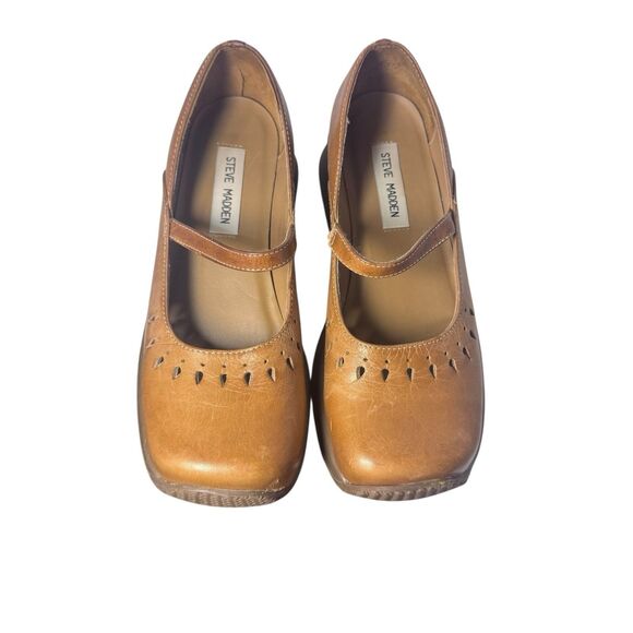Vintage Y2K Steve Madden Jazmine Brown Leather Chunky Mary Jane Shoe Sz 7.5 B - Picture 9 of 16